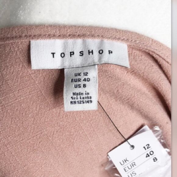 NWT top shop button tie front pink tank top - Picture 5 of 7